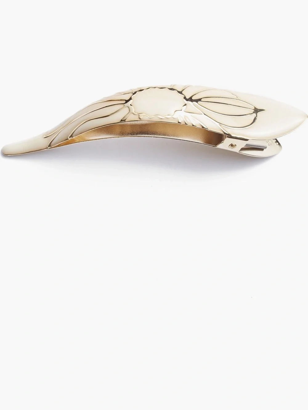 NWT Ficcare Maximas Silky Hair Clip Large 5” Ivory Gold Floral Barrette